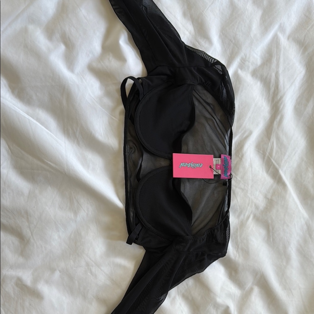 Black Mesh Lingerie Top Edikted
